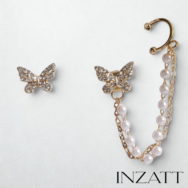Golden Butterfly Chain Earrings