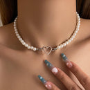 Golden Heart Pearl Necklace