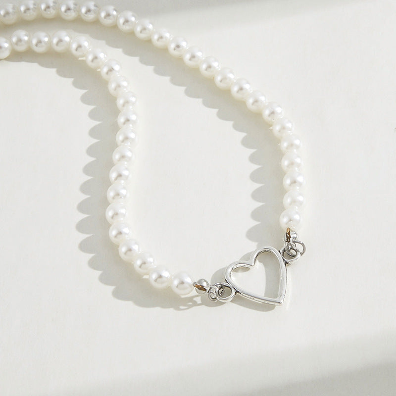 Golden Heart Pearl Necklace